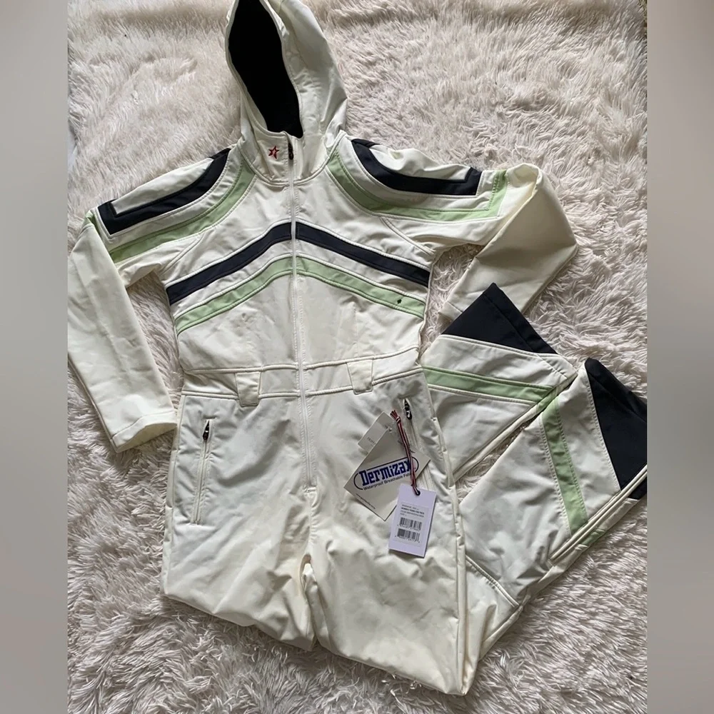NWT Perfect moment Tignes hooded striped ski suit ( belt is not included)